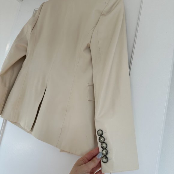 Veronica Beard Miller Dickey Jacket Size 2 in Ecru Faux Leather Double-breasted - Picture 10 of 11